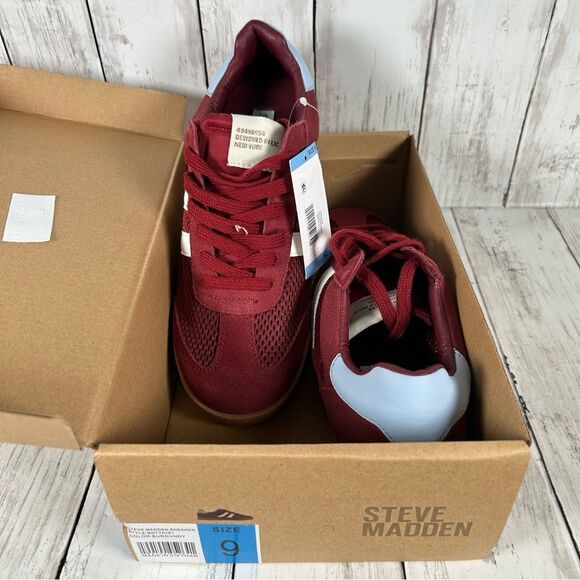 Steve Madden Hudsin Women's Retro-Inspired Suede Sneaker Burgundy Sz 9 - Picture 10 of 10